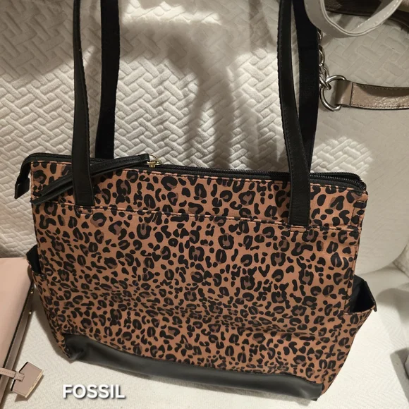 Fossil Animal Print Tote - Brown and Black - Picture 1 of 7